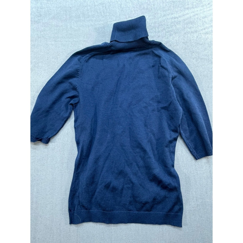 Vintage Emanuel Ungaro Silk Turtleneck Sweater Women Blue Size Petite
